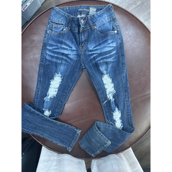 Jack David Denim - Juniors Jack David Distressed Blue Denim Jeans size 1
